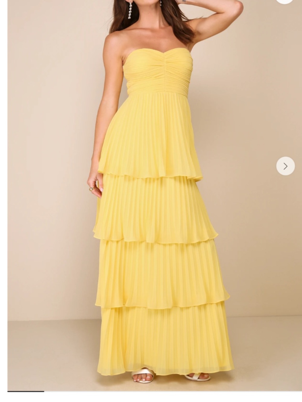 NWT Lulus S Tiered Maxi Dress Yellow